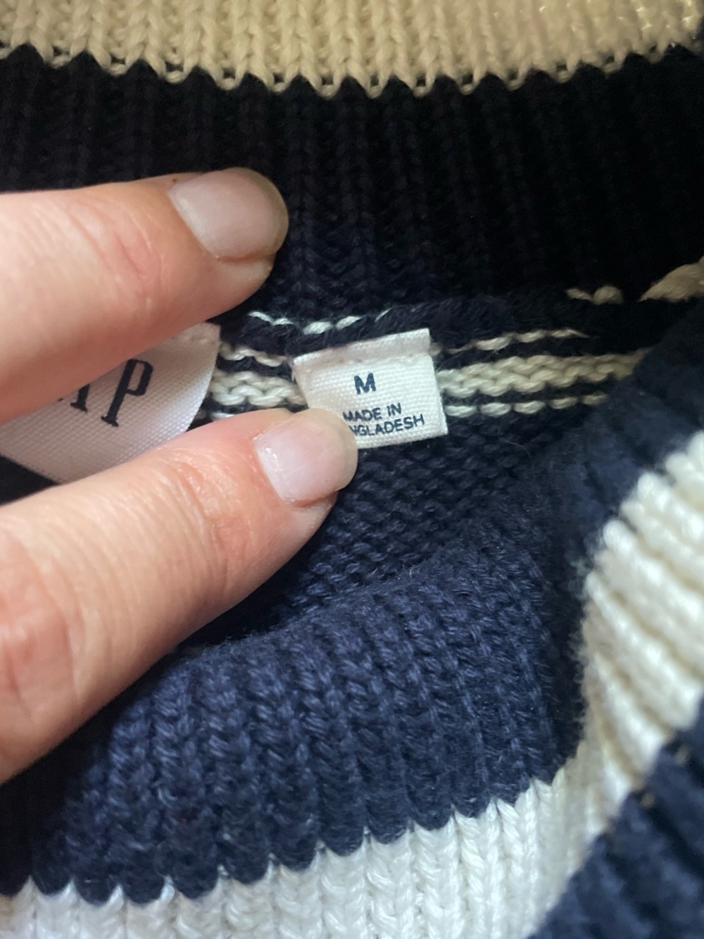 GAP Navy and White Striped Turtleneck Sweater - Picture 2 of 3
